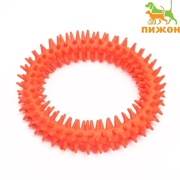 фото Игрушка для собак "кольцо с шипами", 12,5 см, коралловая пижон