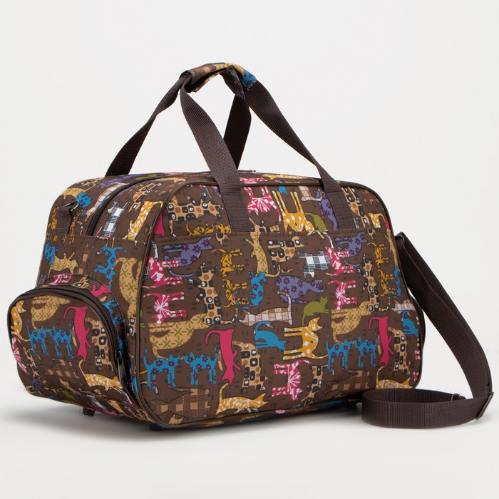 Сумка дорожная на молнии, 2 наружных кармана, длинный ремень, цвет коричневый 
Сумка дорожная на молнии, 2 наружных кармана, длинный ремень, цвет коричневый
