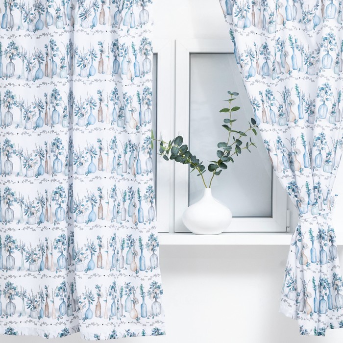 фото Комплект штор для кухни с подхватами flower mood 145х180см-2 шт., 100% п/э этель