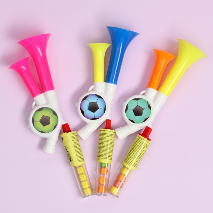 Драже "Футбольная дуделка" сахарное в тубе с игрушкой, 2 г. 
Драже "Футбольная дуделка" сахарное в тубе с игрушкой, 2 г.