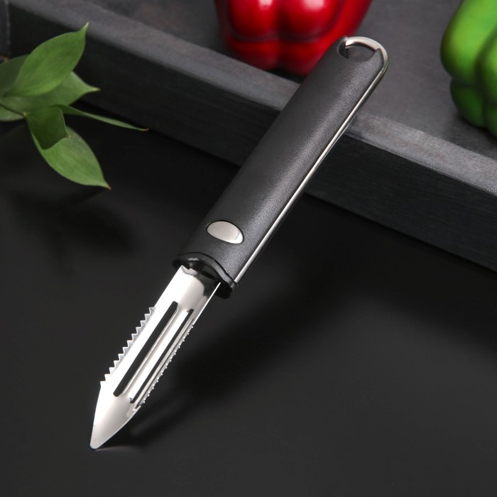 Овощечистка Bonjo, нержавеющая сталь, 20×2,5 см, рабочая часть 8 см, цвет чёрный
Овощечистка Bonjo, нержавеющая сталь, 20×2,5 см, рабочая часть 8 см, цвет чёрный