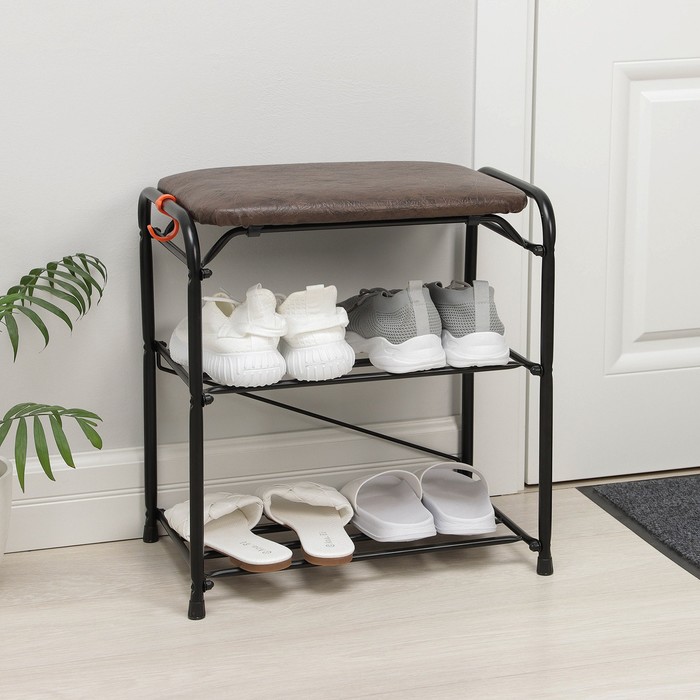 Подставка для обуви с сиденьем, 3 яруса, 45 см, цвет чёрный
Подставка для обуви с сиденьем, 3 яруса, 45 см, цвет чёрный