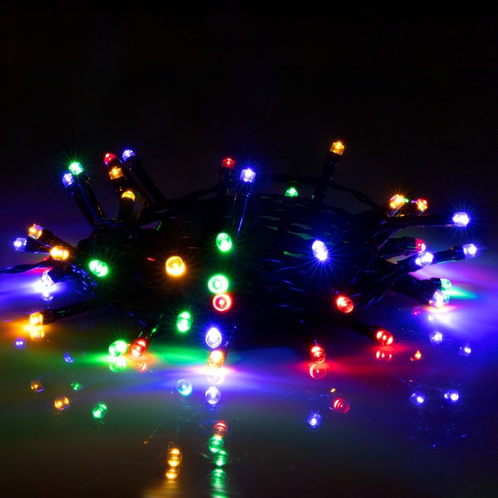 фото Гирлянда "нить" 5 м, ip44, тёмная нить, 50 led, свечение мульти, 2 режима, солнечная батарея luazon lighting
