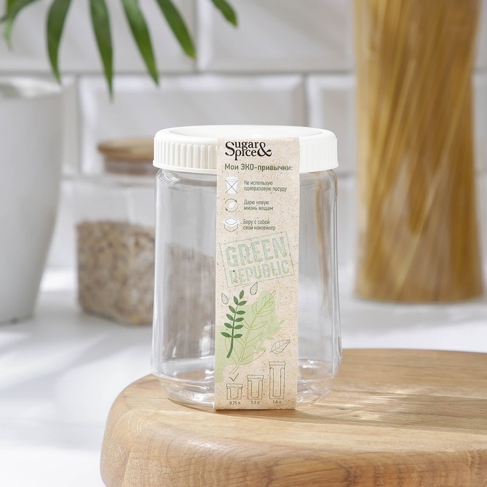 Банка для сыпучих продуктов Green Republic, 750 мл, цвет лён
Банка для сыпучих продуктов Green Republic, 750 мл, цвет лён