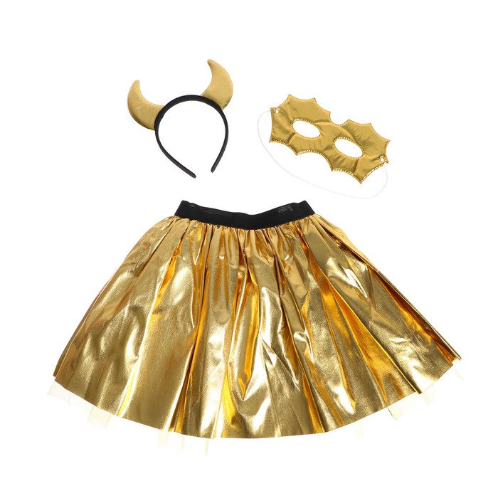 Карнавальный набор «Летучая мышь» 3 предмета: ободок, юбка, маска, цвет золото 
Карнавальный набор «Летучая мышь» 3 предмета: ободок, юбка, маска, цвет золото