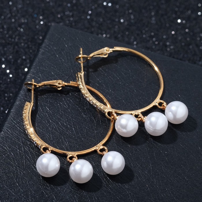 Серьги-кольца "Жемчужинки висячие" круг, цвет белый в золоте, d=3
Серьги-кольца "Жемчужинки висячие" круг, цвет белый в золоте, d=3