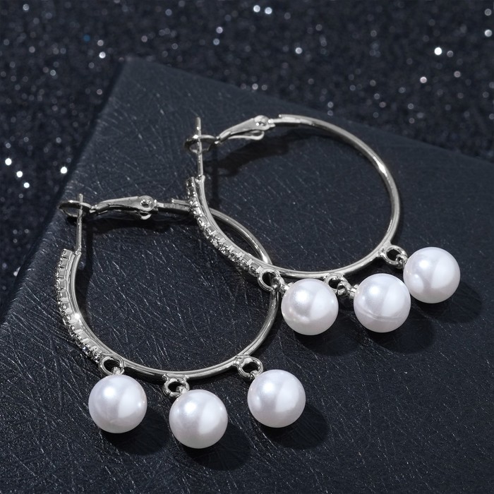 Серьги-кольца "Жемчужинки висячие" круг, цвет белый в серебре, d=3
Серьги-кольца "Жемчужинки висячие" круг, цвет белый в серебре, d=3