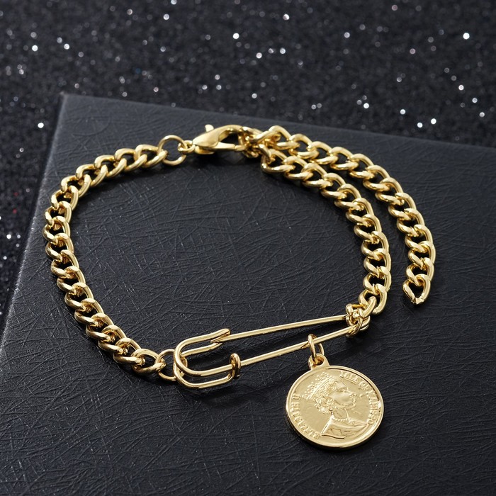 Браслет металл "Цепь" булавка и монета, цвет золото, 25см
Браслет металл "Цепь" булавка и монета, цвет золото, 25см