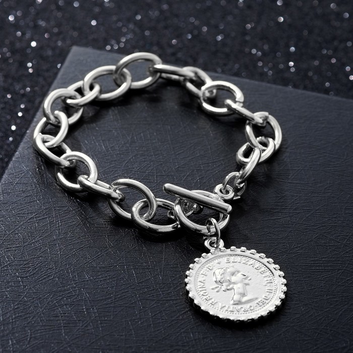 Браслет металл "Цепь" монетка и тогл, цвет серебро, 21см
Браслет металл "Цепь" монетка и тогл, цвет серебро, 21см