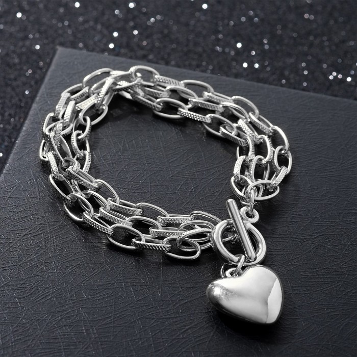 Браслет металл "Цепь" сердечко и звенья с узорами, цвет серебро, 19,5см
Браслет металл "Цепь" сердечко и звенья с узорами, цвет серебро, 19,5см
