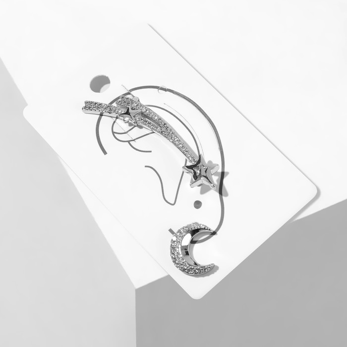 Набор серьги и кафф падающая звезда и месяц, цвет белый в серебре
Набор серьги и кафф падающая звезда и месяц, цвет белый в серебре