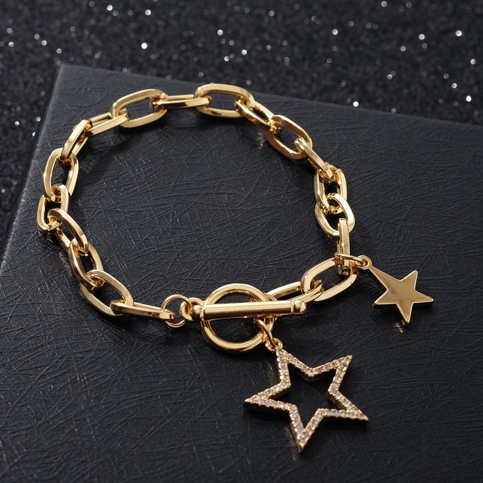 Браслет "Цепь" звезда и тогл, цвет белый в золоте, 18см
Браслет "Цепь" звезда и тогл, цвет белый в золоте, 18см