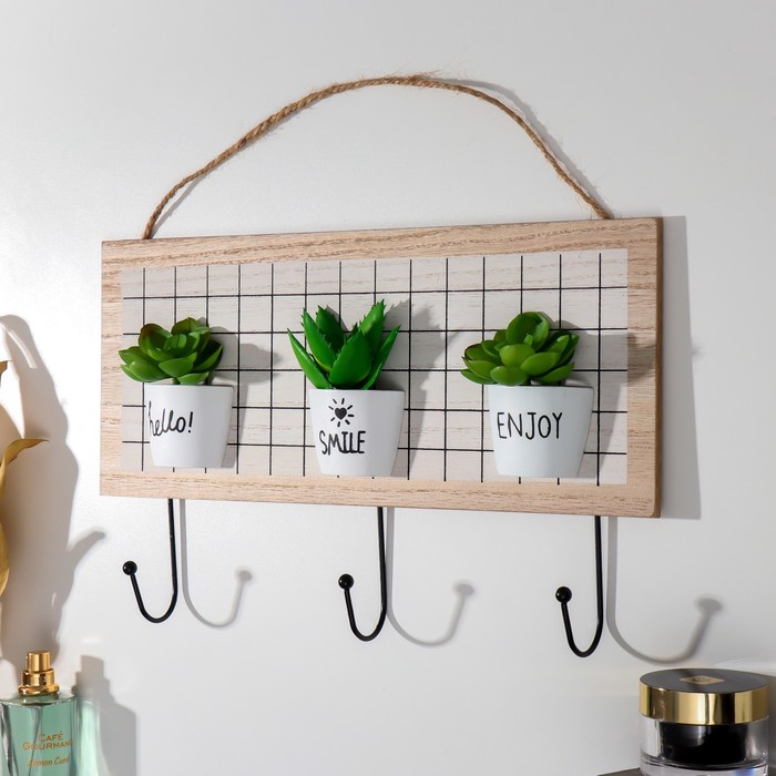 Крючки декоративные дерево "Суккуленты в горшочках" 22х34х6 см
Крючки декоративные дерево "Суккуленты в горшочках" 22х34х6 см