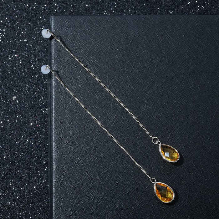 Серьги висячие "Цепочки" капля в огранке, цвет жёлтый в серебре
Серьги висячие "Цепочки" капля в огранке, цвет жёлтый в серебре