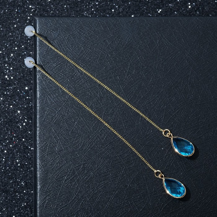 Серьги висячие "Цепочки" капля в огранке, цвет голубой в золоте
Серьги висячие "Цепочки" капля в огранке, цвет голубой в золоте