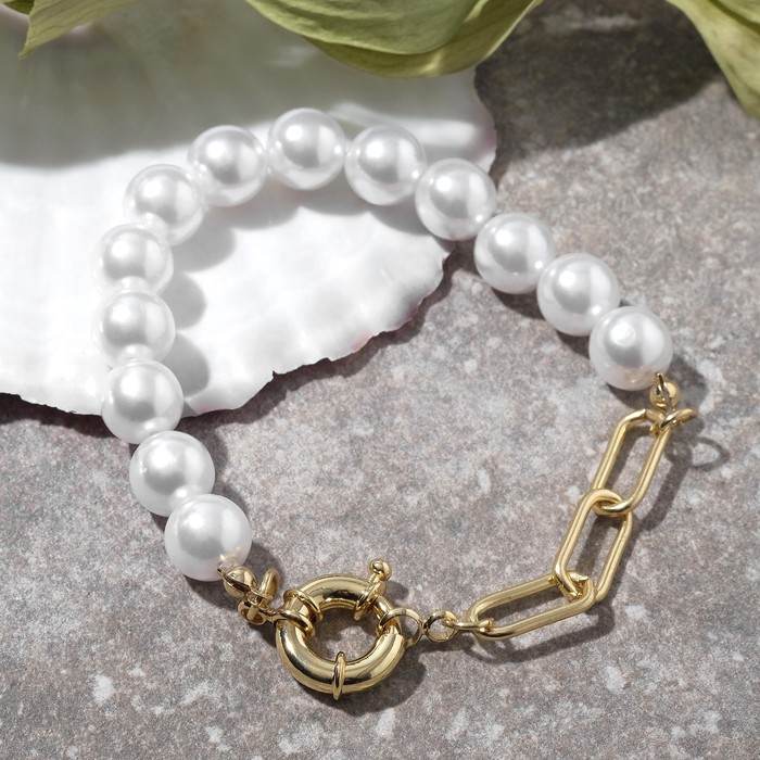 Браслет "Цепь" линия из жемчужных бусин, цвет белый в золоте, 21см
Браслет "Цепь" линия из жемчужных бусин, цвет белый в золоте, 21см