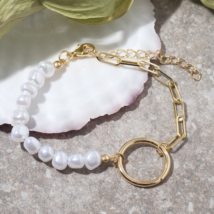 Браслет "Цепь" кольцо, цвет белый в золоте, 18см
Браслет "Цепь" кольцо, цвет белый в золоте, 18см