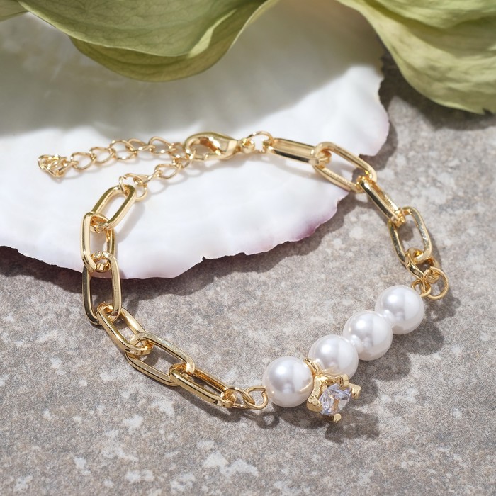 Браслет "Цепь" ряд жемчужин, цвет белый в золоте, 18см
Браслет "Цепь" ряд жемчужин, цвет белый в золоте, 18см