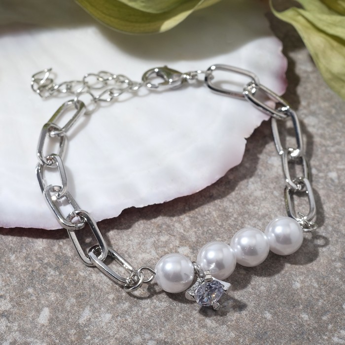 Браслет "Цепь" ряд жемчужин, цвет белый в серебре, 18см
Браслет "Цепь" ряд жемчужин, цвет белый в серебре, 18см
