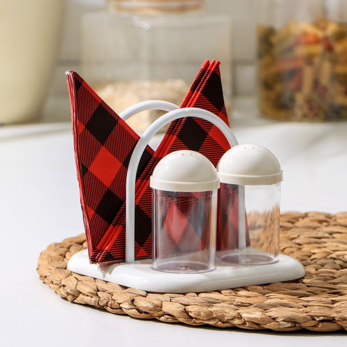 Набор для специй с подставкой для салфеток, 2×50 мл, цвет молочный туман
Набор для специй с подставкой для салфеток, 2×50 мл, цвет молочный туман