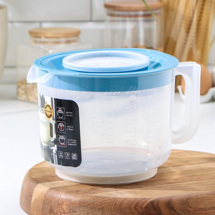 Ёмкость для миксера мерная, 2 л, с крышкой, цвет голубой океан
Ёмкость для миксера мерная, 2 л, с крышкой, цвет голубой океан