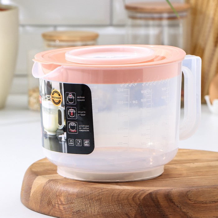 Ёмкость для миксера мерная, 2 л, с крышкой, цвет персиковая карамель
Ёмкость для миксера мерная, 2 л, с крышкой, цвет персиковая карамель