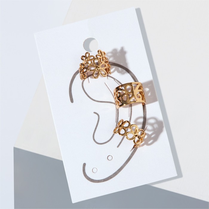 Набор серьги и каффа «Настроение», узорчик, цвет золото 
Набор серьги и каффа «Настроение», узорчик, цвет золото