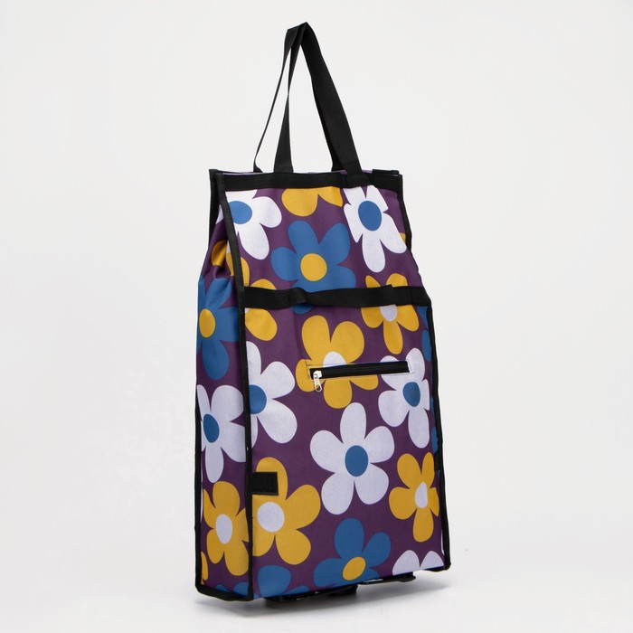 Сумка хозяйственная складная на 2х колесах, на липучке, цвет фиолетовый 
Сумка хозяйственная складная на 2х колесах, на липучке, цвет фиолетовый