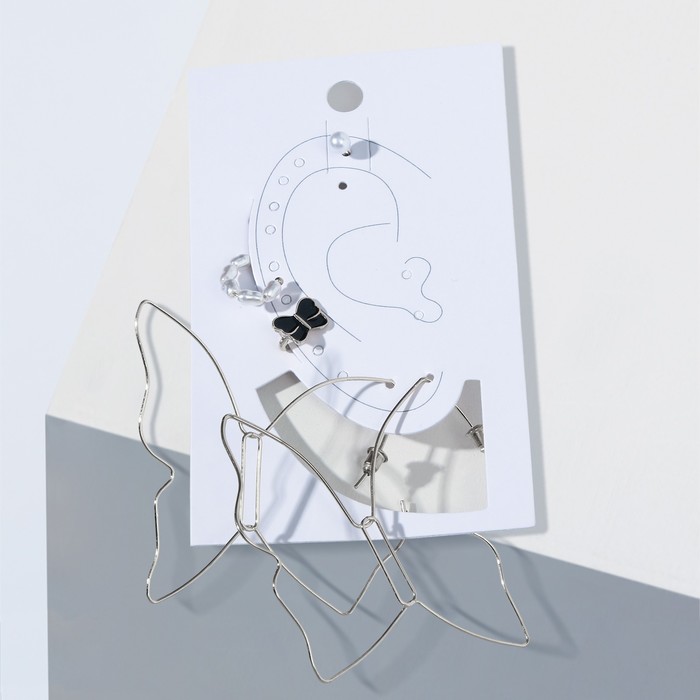 Набор серьги и каффы "Цацки" бабочки контурные, цвет чёрно-белый в серебре
Набор серьги и каффы "Цацки" бабочки контурные, цвет чёрно-белый в серебре