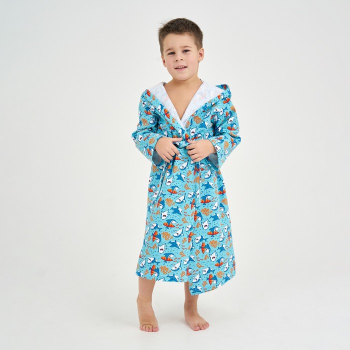 Халат для мальчика НАЧЁС, цвет голубой/рис. акулы, рост 122 см
Халат для мальчика НАЧЁС, цвет голубой/рис. акулы, рост 122 см