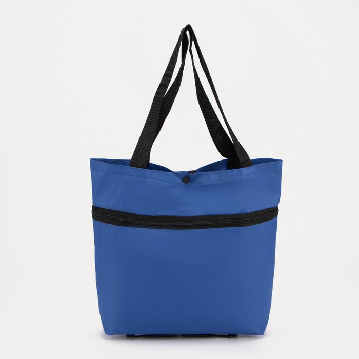 фото Сумка хозяйственная складная на колесах, отдел на кнопке, 2 колеса, цвет синий