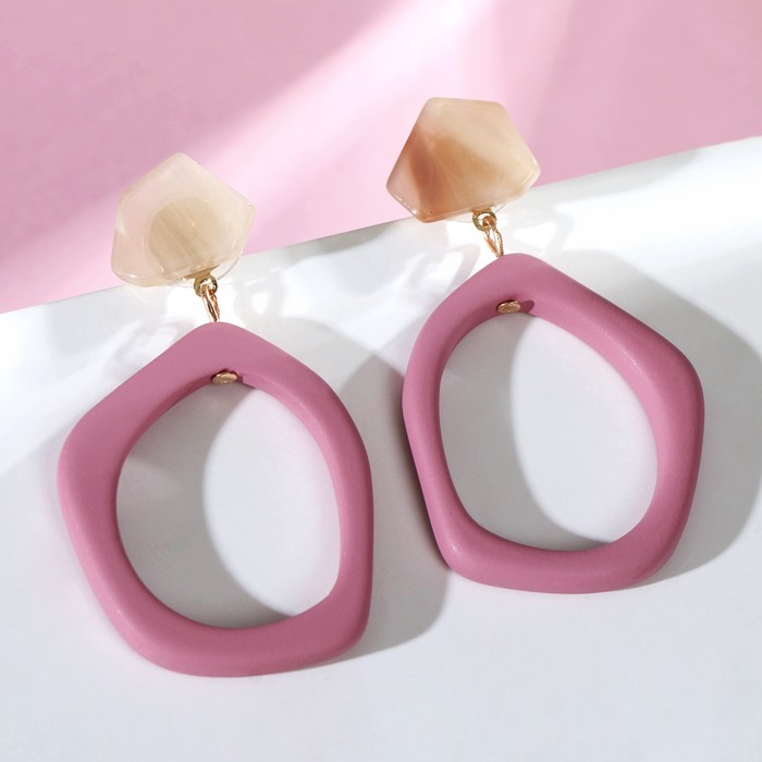 Серьги пластик "Кольцо" античность, цвет бежево-розовый