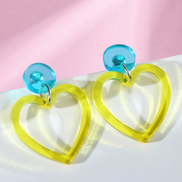 Серьги акрил "Сердечки" контур и шарик, цвет салатово-голубой
Серьги акрил "Сердечки" контур и шарик, цвет салатово-голубой