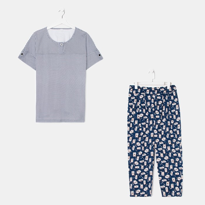 Комплект женский (футболка, брюки), цвет синий, размер 54
Комплект женский (футболка, брюки), цвет синий, размер 54