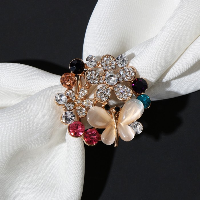 Кольцо для платка "Бабочка в цветах", цветное в золоте
Кольцо для платка "Бабочка в цветах", цветное в золоте