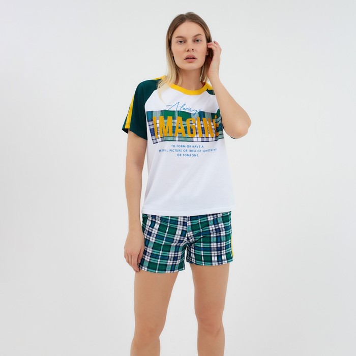 Комплект (футболка, шорты) домашний женский, цвет белый/клетка, размер 44
Комплект (футболка, шорты) домашний женский, цвет белый/клетка, размер 44
