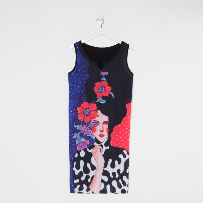 Платье, цвет чёрный, принт, размер 52
Платье, цвет чёрный, принт, размер 52