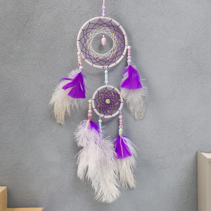 Ловец снов двойной "Паутинка" бело-сиреневый d=7 см, d=11 см 50х11 см
Ловец снов двойной "Паутинка" бело-сиреневый d=7 см, d=11 см 50х11 см