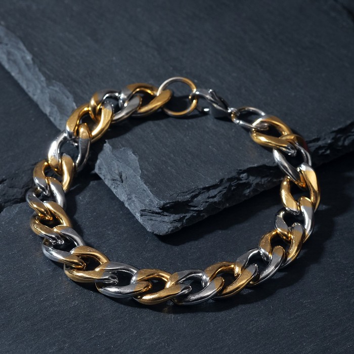 Браслет мужской "Стальной" круглые звенья, цвет серебряно-золотой, 21,5 см
Браслет мужской "Стальной" круглые звенья, цвет серебряно-золотой, 21,5 см