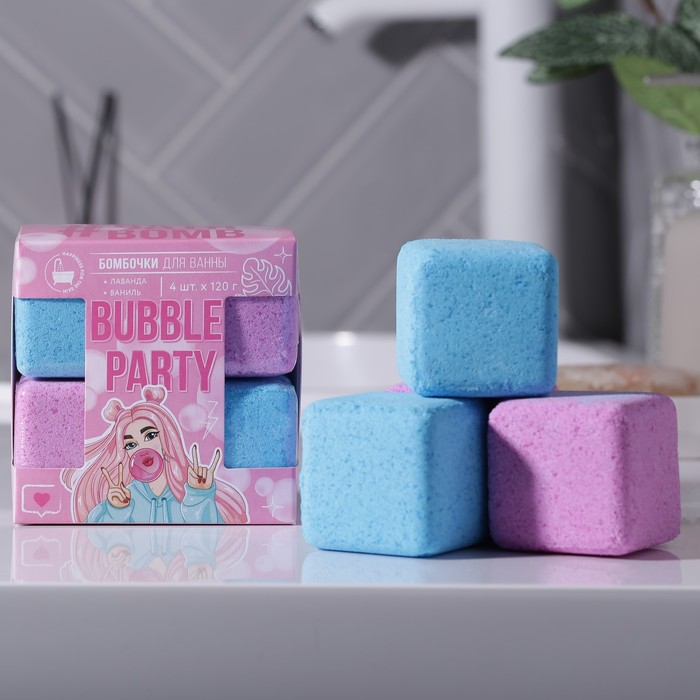 Набор бурлящих кубиков Bubble party, 4 шт х 120 г 
Набор бурлящих кубиков Bubble party, 4 шт х 120 г