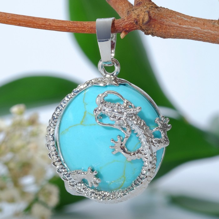 Подвеска дракон (символ долголетия) "Бирюза" круг
Подвеска дракон (символ долголетия) "Бирюза" круг