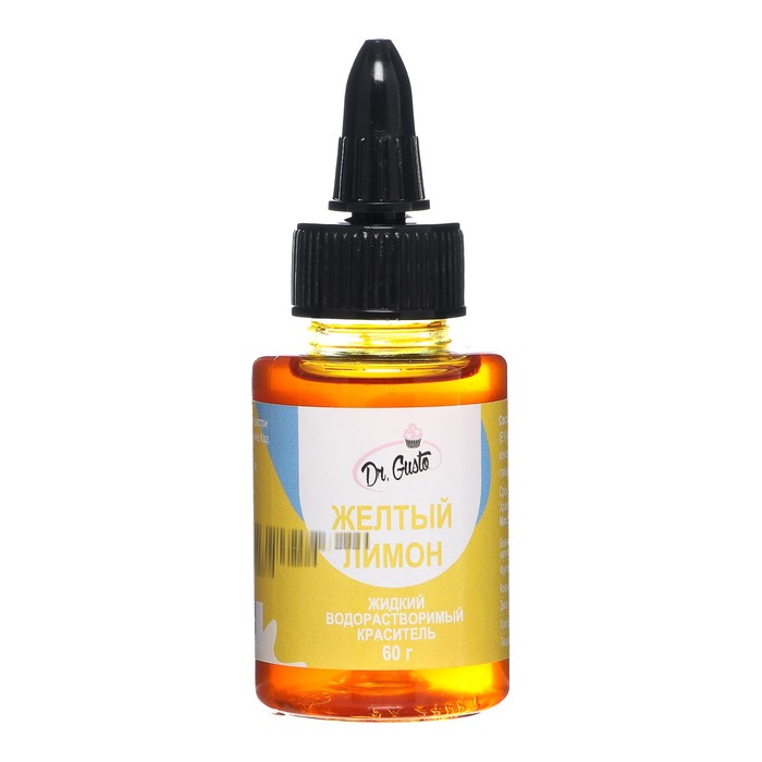 Жидкий водорастворимый краситель "Dr Gusto", цвет желтый лимон, 60 г
Жидкий водорастворимый краситель "Dr Gusto", цвет желтый лимон, 60 г