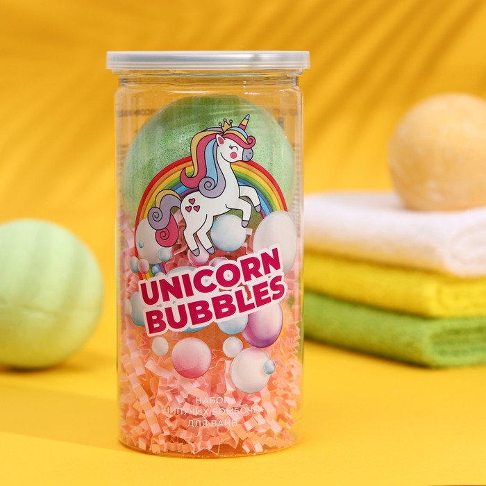 Набор шипучих бомбочек для ванн Unicorn Bubbles, для расслабления + для бодрости, 2 шт
Набор шипучих бомбочек для ванн Unicorn Bubbles, для расслабления + для бодрости, 2 шт