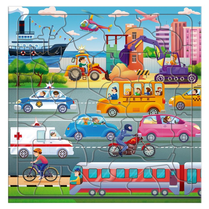 Пазл фигурный на подложке «Транспорт», 45 элементов
Пазл фигурный на подложке «Транспорт», 45 элементов