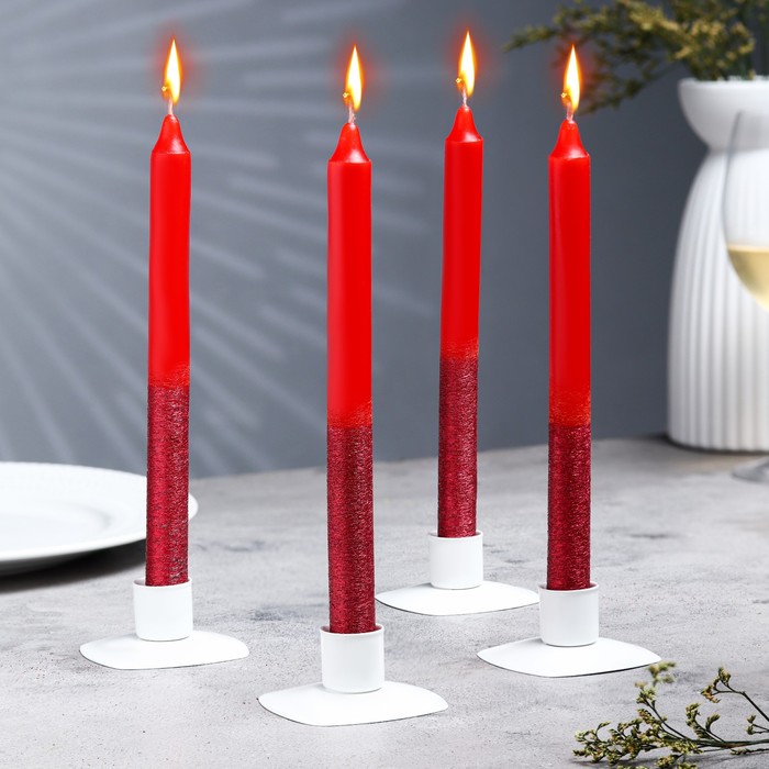 Набор классических свечей, 1,9х20 см, 4 штуки, красный металлик
Набор классических свечей, 1,9х20 см, 4 штуки, красный металлик