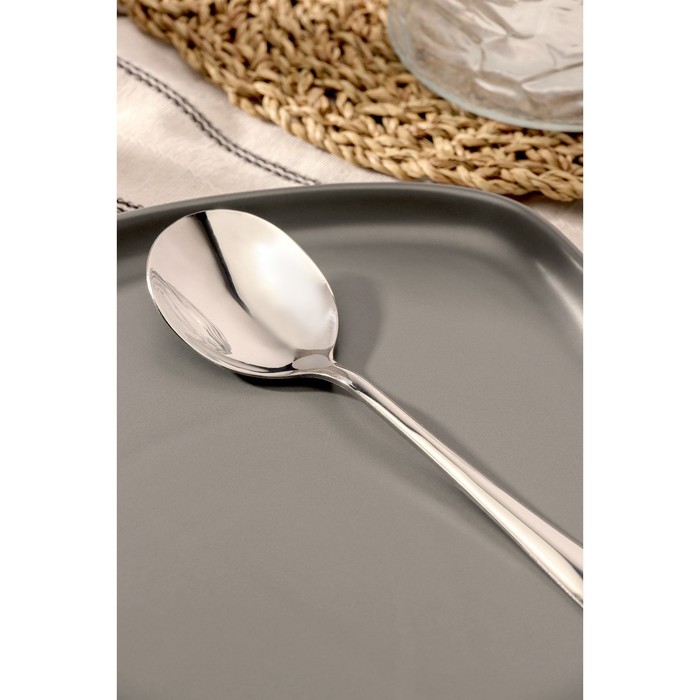 фото Ложка для салата magistro «дабл», длина 19,7 см, на подвесе, цвет серебряный