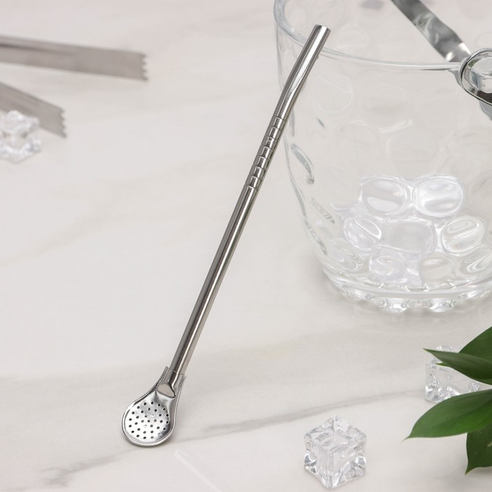 Ложка - Бомбилья для матэ, 17,5×2 см, цвет серебро 
Ложка - Бомбилья для матэ, 17,5×2 см, цвет серебро