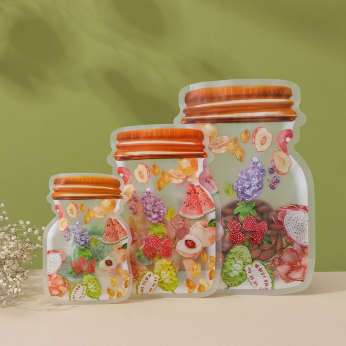 Набор пакетов для хранения сыпучих продуктов «Фрукты», 3 шт, 15×10 см, 20×13 см, 24,5×16,5 см, zip-lock
Набор пакетов для хранения сыпучих продуктов «Фрукты», 3 шт, 15×10 см, 20×13 см, 24,5×16,5 см, zip-lock