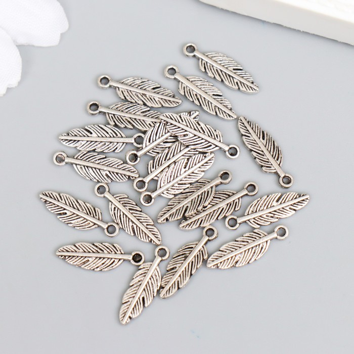 фото Подвеска "перо", цвет серебро 5х15 мм