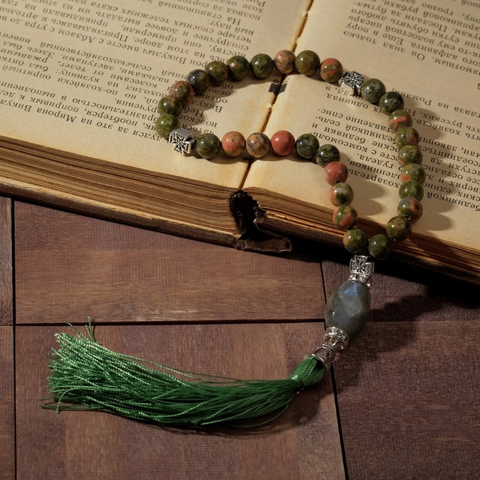 Четки православные шар №8 "Яшма", 30 бусин, вставка лабрадор
Четки православные шар №8 "Яшма", 30 бусин, вставка лабрадор